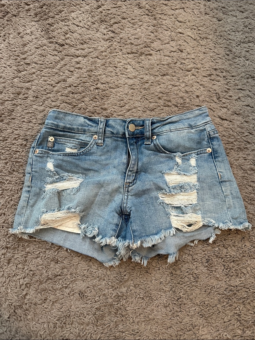 Just USA Light Blue Distressed Denim Shorts